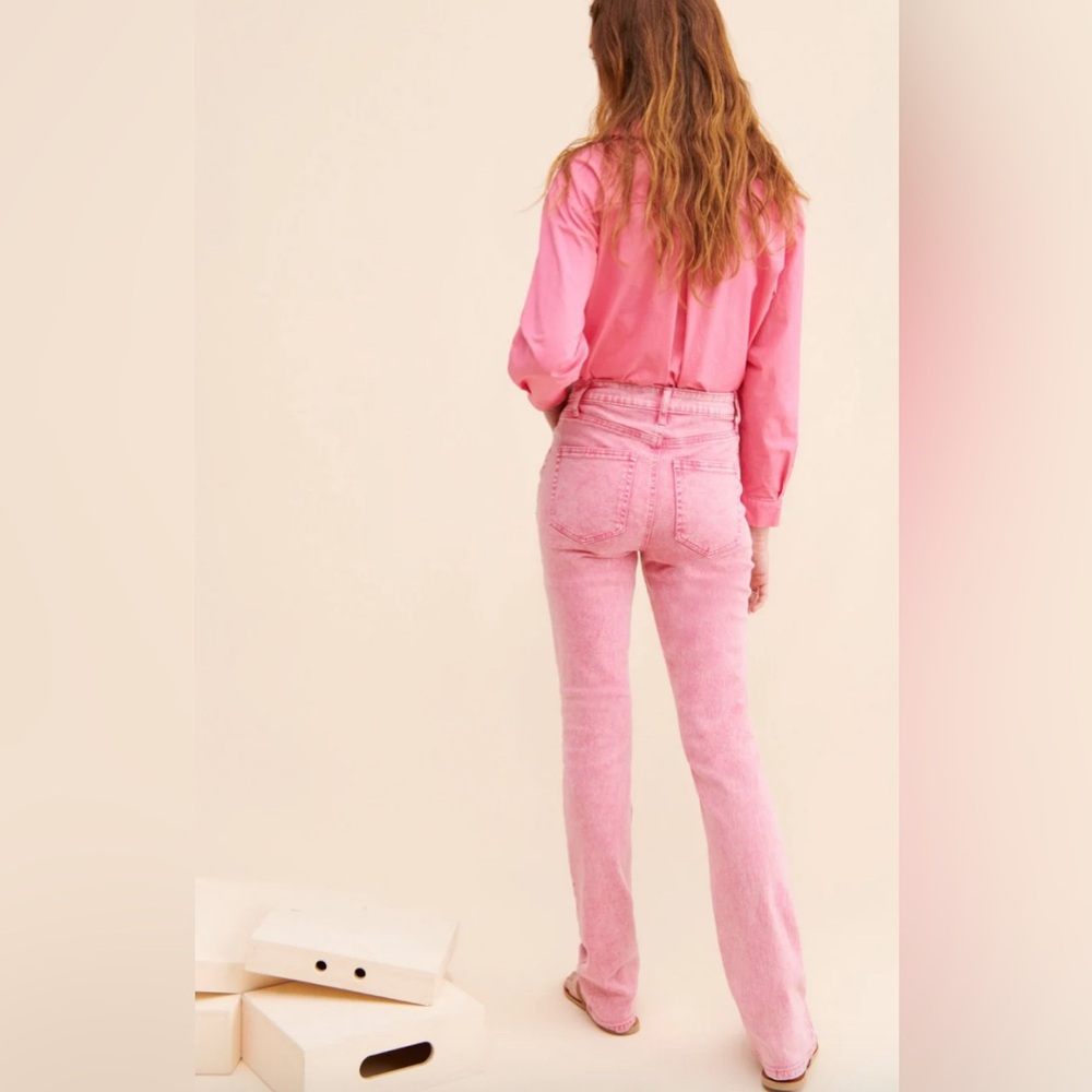 NWT - Anthropologie Heston Cotton High Rise Straight Leg Pink Jeans (Size: 27) - Picture 3 of 9